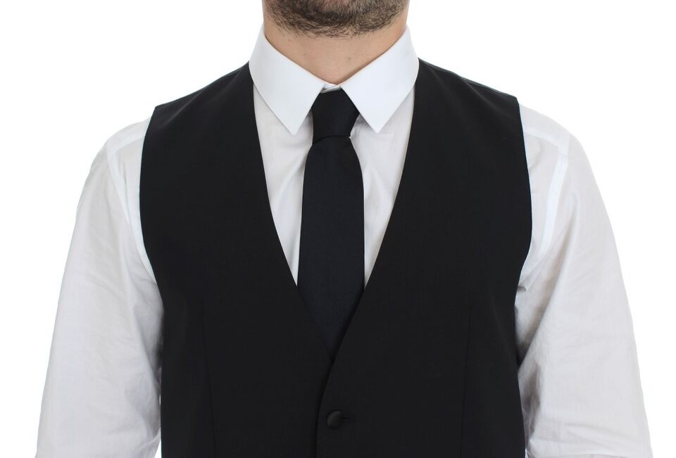Elegante schwarze Weste aus Seide und Wolle