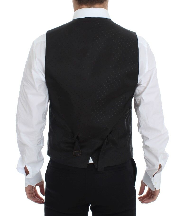 Elegante schwarze Weste aus Seide und Wolle