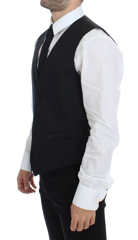 Elegante schwarze Weste aus Seide und Wolle