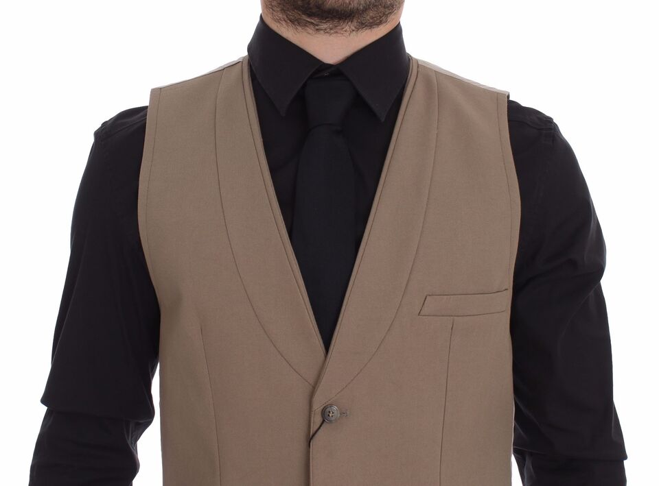 Elegante gilet in cotone beige – vestibilità slim