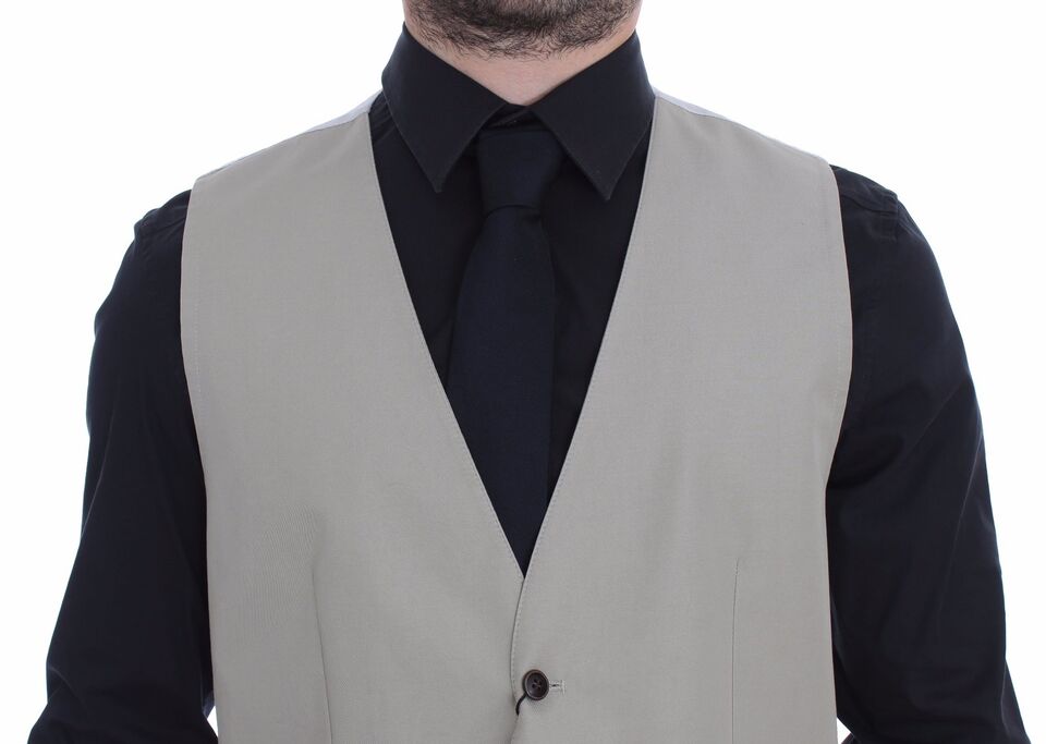 Elegante gilet in cotone e seta beige