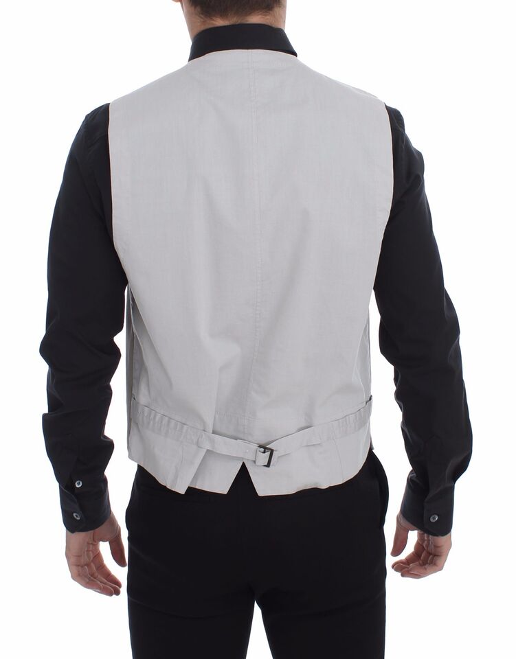 Elegante gilet in cotone e seta beige