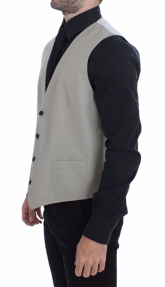 Elegante gilet in cotone e seta beige