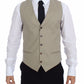 Elegant Beige Cotton Dress Vest