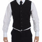 Elegant Black Cotton Blend Dress Vest