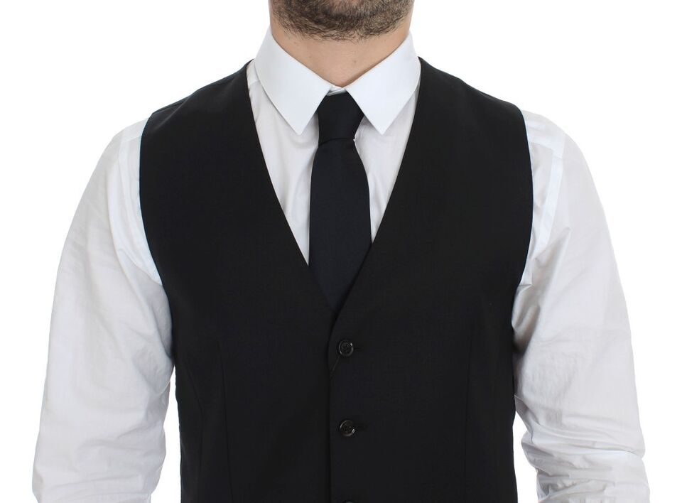 Elegante gilet in lana e seta nera
