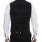 Elegant Black Wool Silk Dress Vest