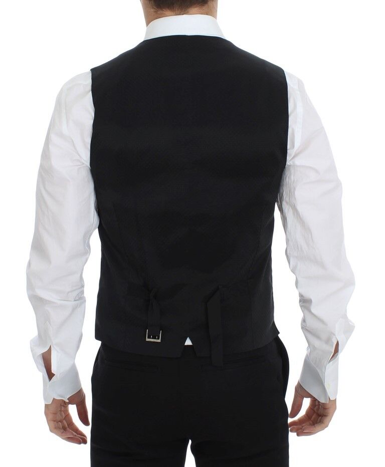 Elegante gilet in lana e seta nera