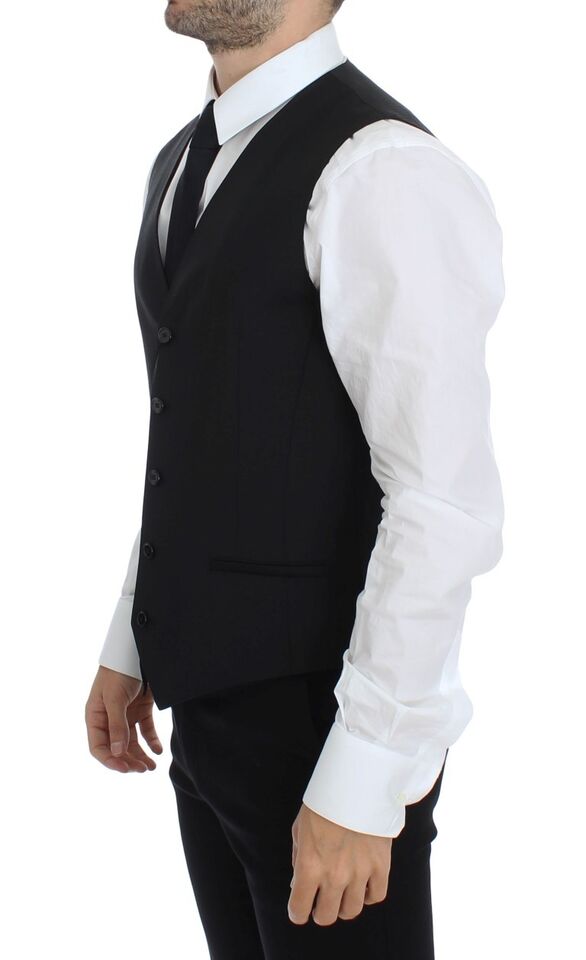Elegante gilet in lana e seta nera