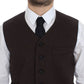 Elegant Brown Cotton Blend Dress Vest