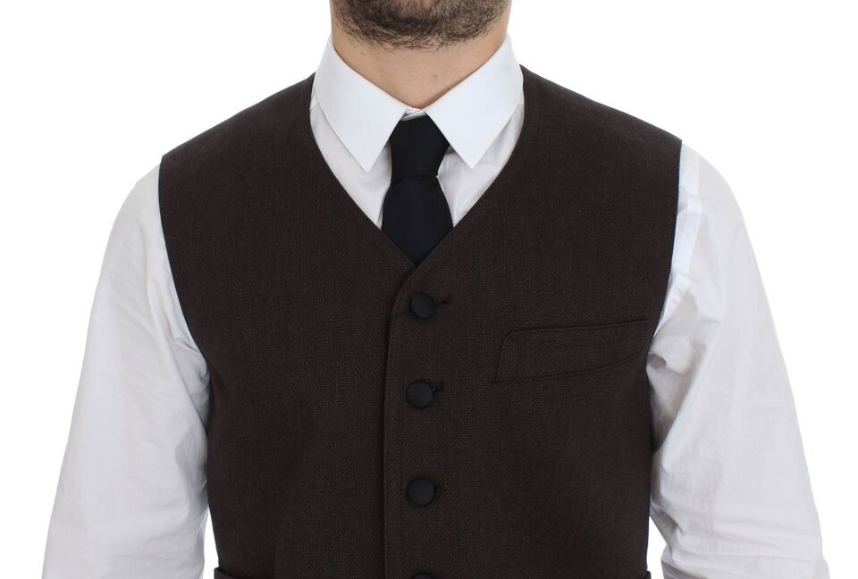 Elegante gilet in misto cotone marrone
