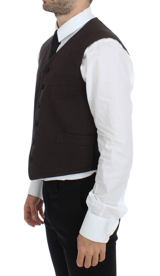 Elegante gilet in misto cotone marrone
