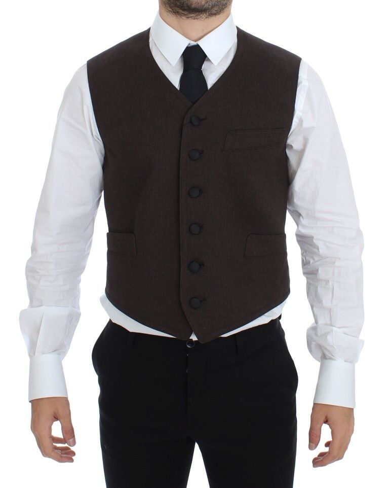 Elegante gilet in misto cotone marrone