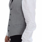 Elegant Gray Cotton Stretch Dress Vest