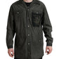 Elegante camicia in cotone grigio scuro con bottoni