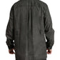 Elegante camicia in cotone grigio scuro con bottoni