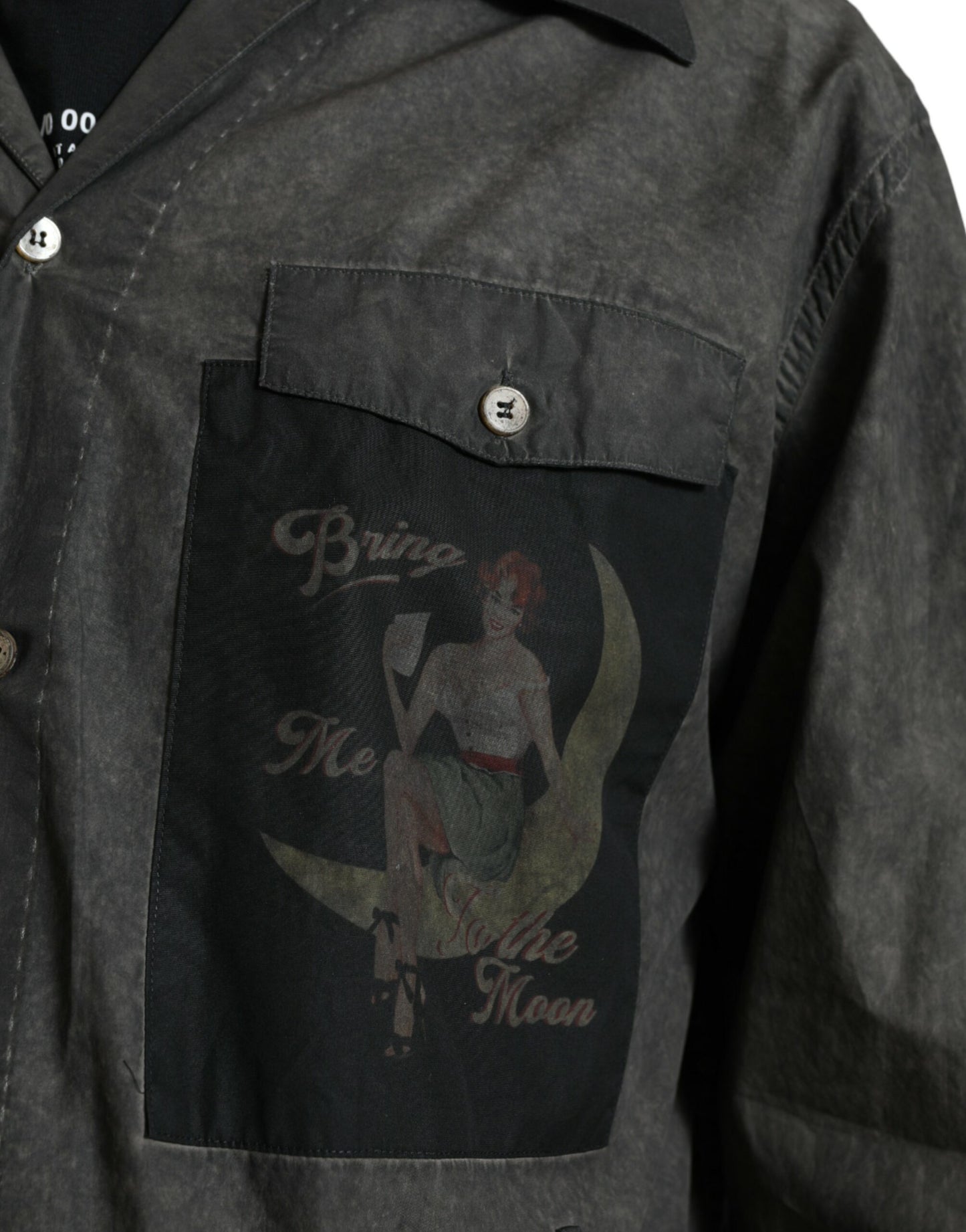 Elegante camicia in cotone grigio scuro con bottoni