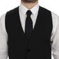 Elegant Black Wool Formal Dress Vest