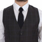 Elegant Checkered Wool Dress Vest