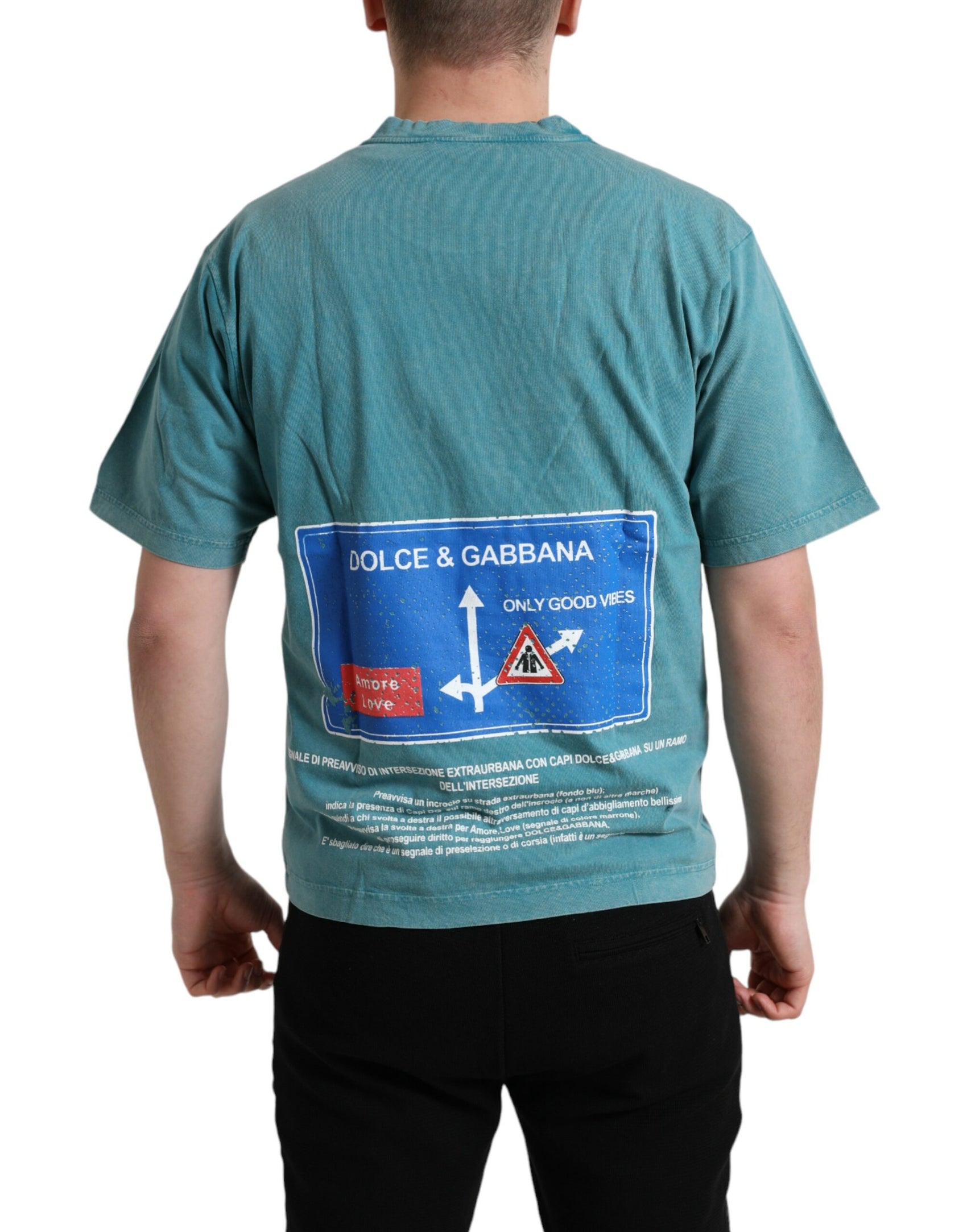 Maglietta in cotone con motivo Milano blu chic