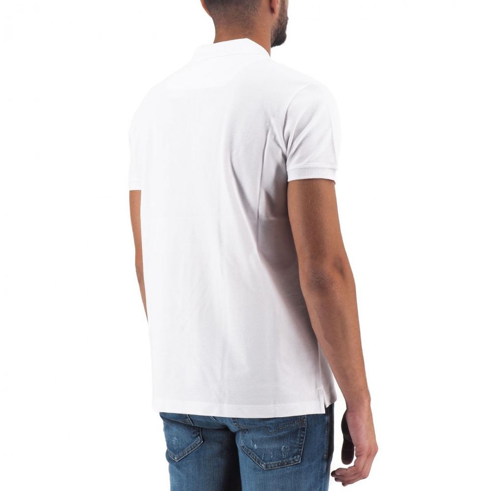 Elegante polo in cotone bianco con logo a contrasto