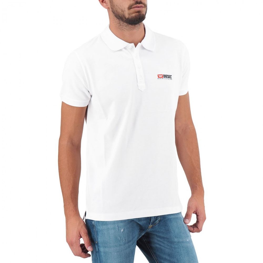 Elegante polo in cotone bianco con logo a contrasto