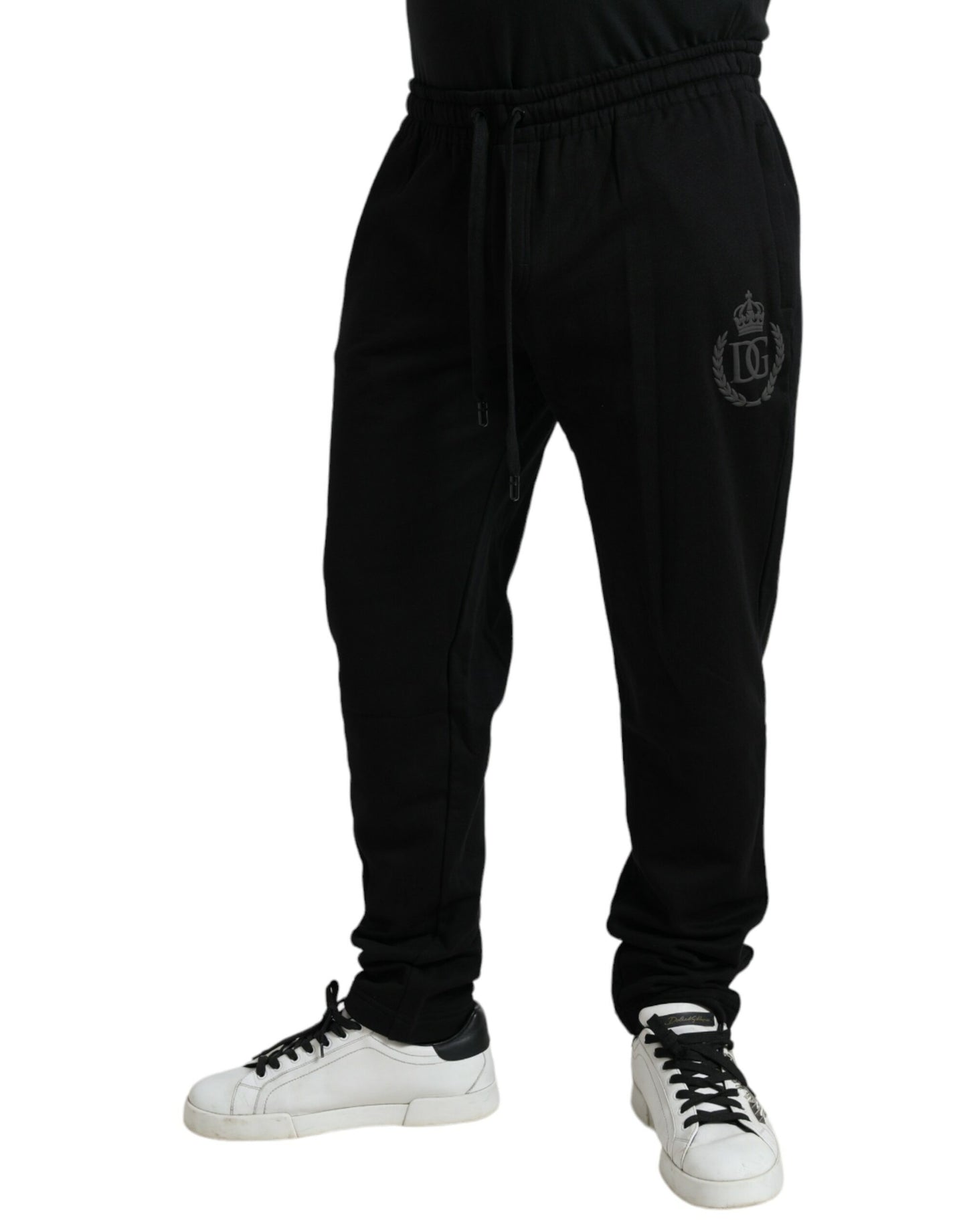 Eleganti pantaloni da jogging in cotone nero
