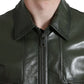 Emerald Elegance Leather Biker Jacket