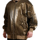 Elegant Bronze Bomber Jacket