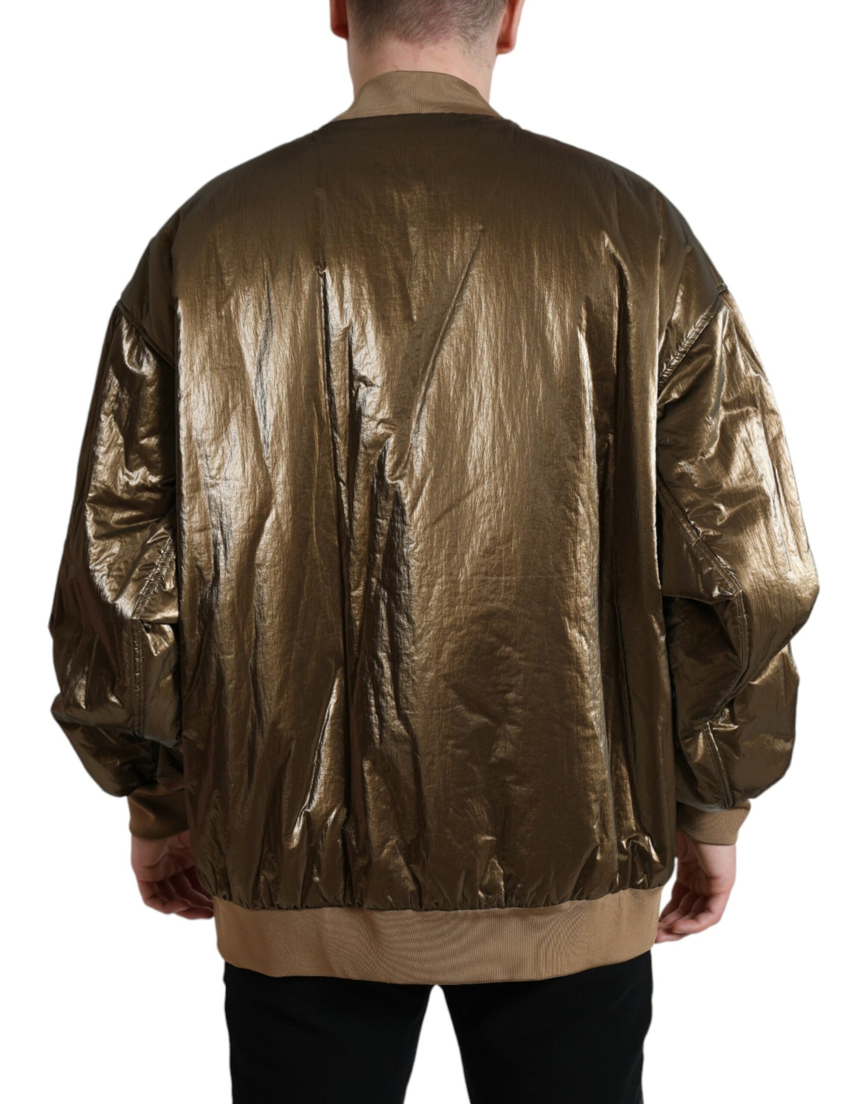 Elegante giacca bomber color bronzo