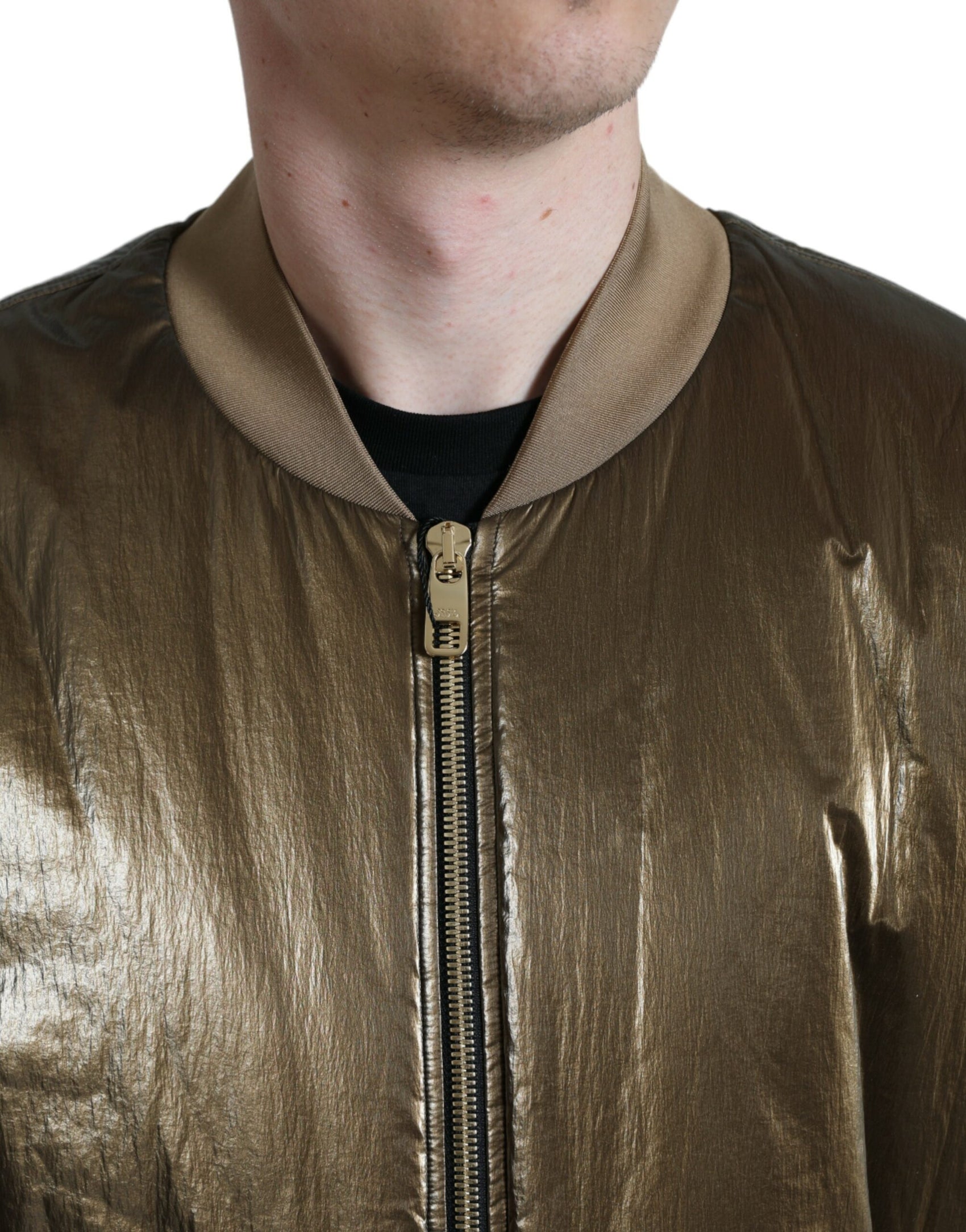 Elegante giacca bomber color bronzo