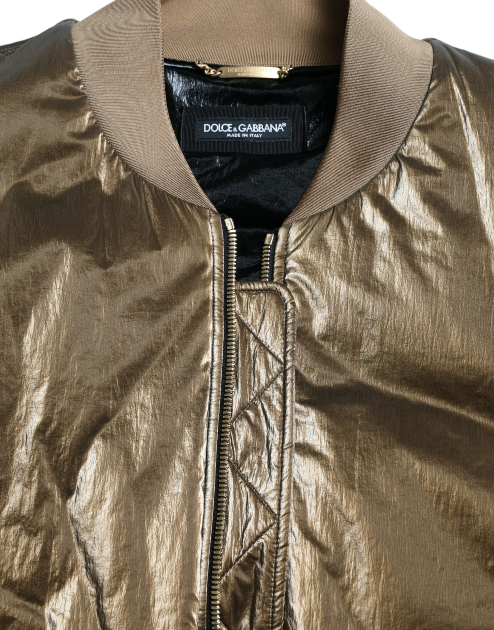 Elegante giacca bomber color bronzo