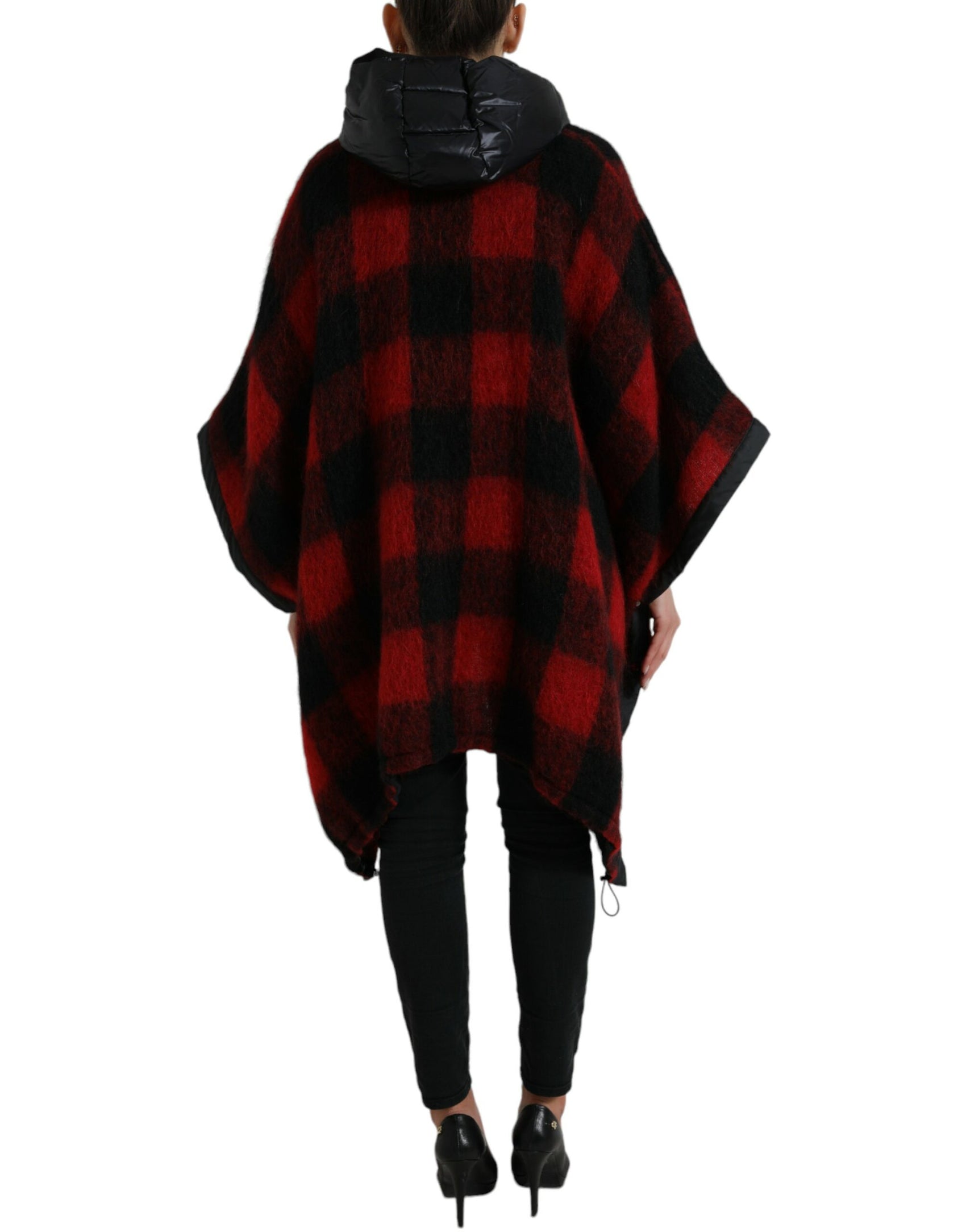 Elegante giacca poncho a quadri di bufalo