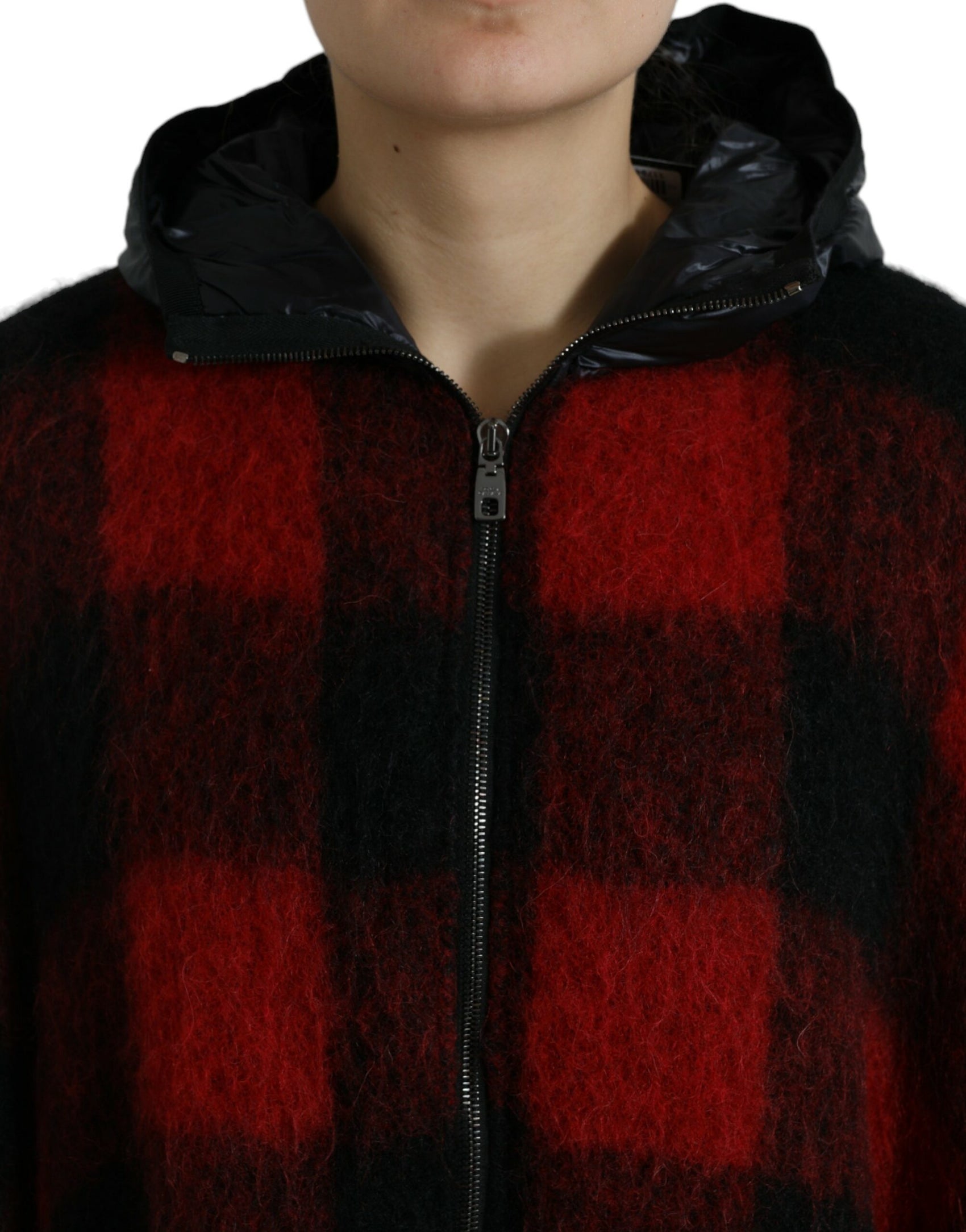 Elegante giacca poncho a quadri di bufalo