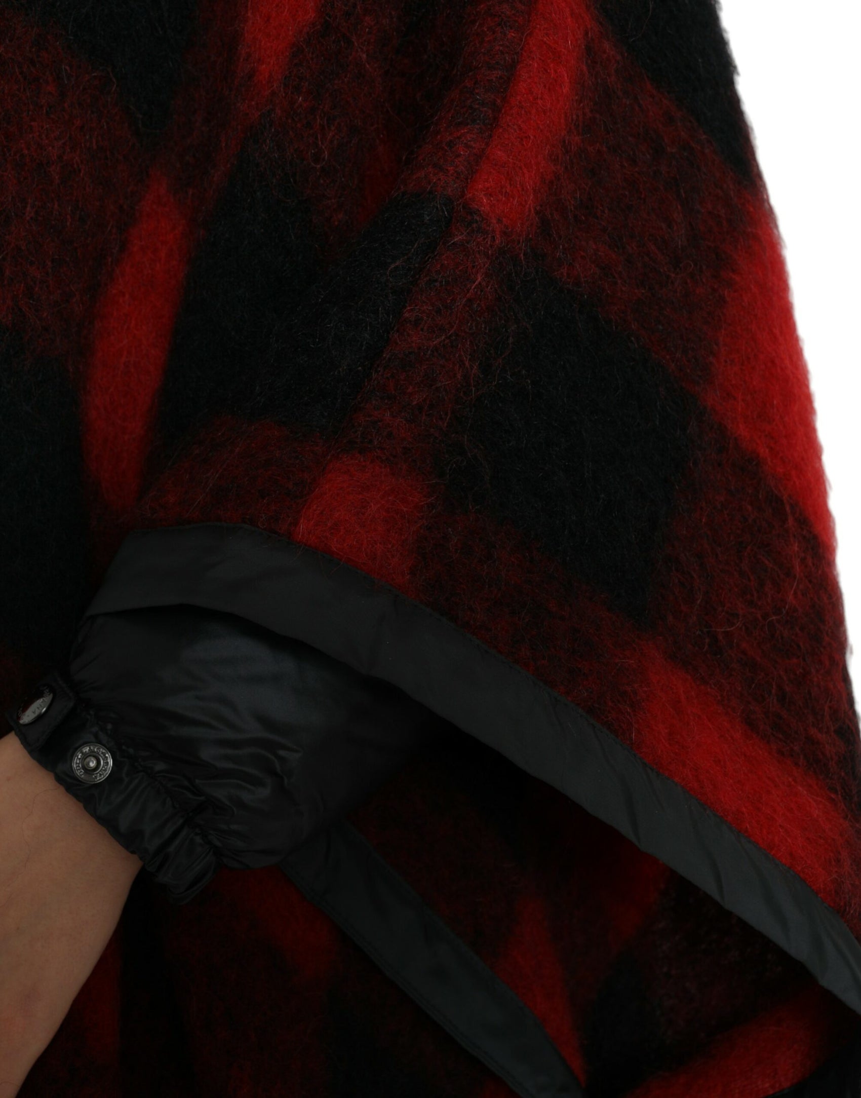 Elegante giacca poncho a quadri di bufalo