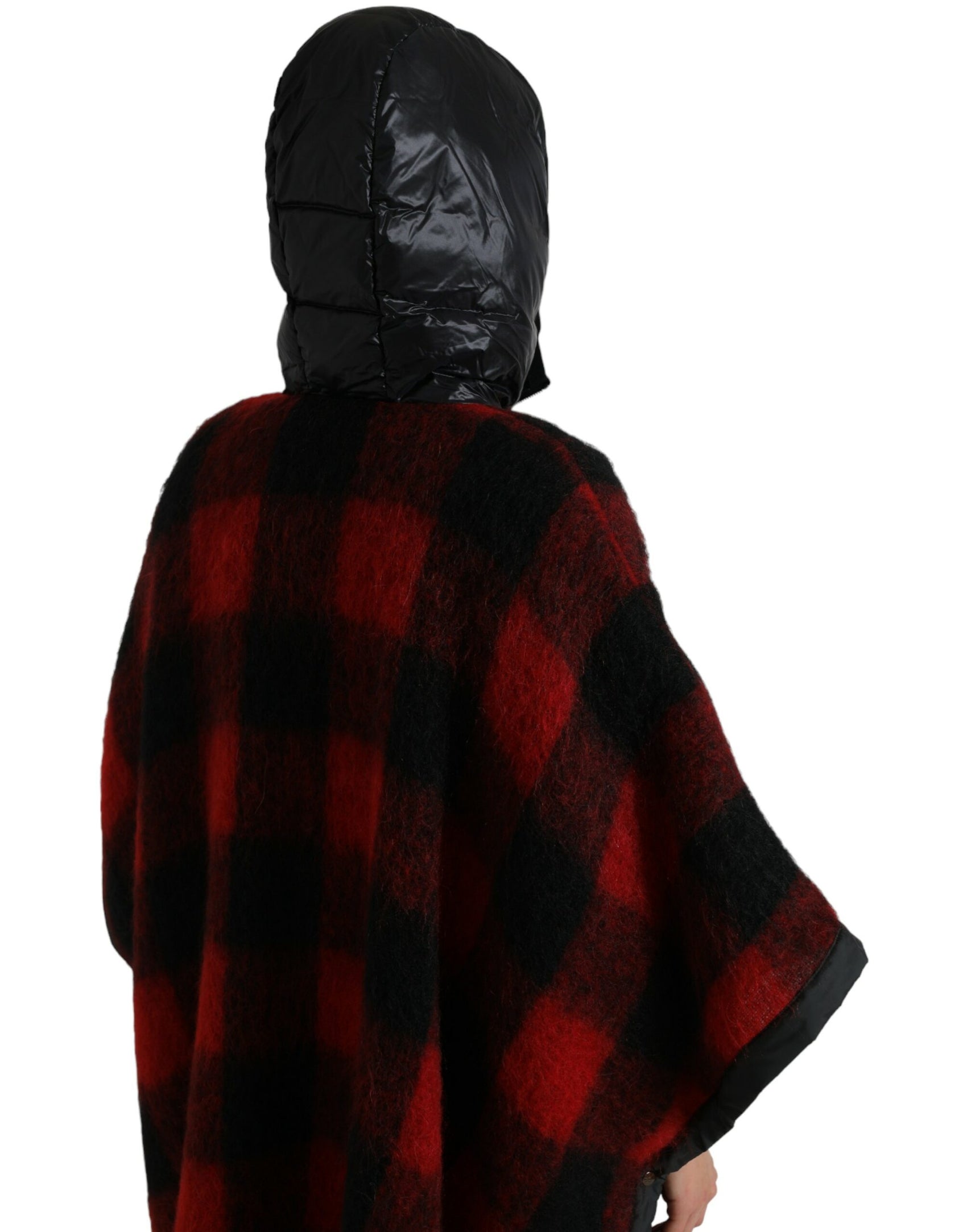 Elegante giacca poncho a quadri di bufalo