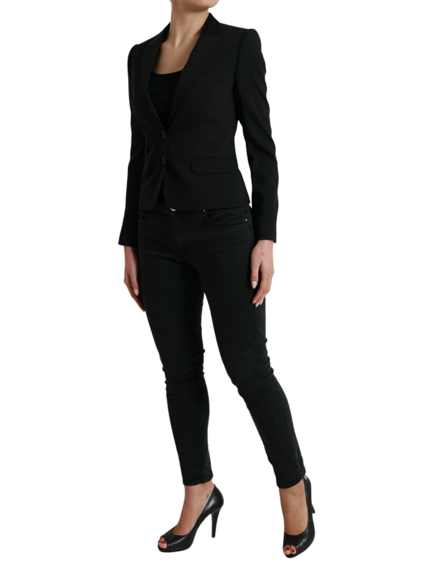 Blazer elegante in misto lana con revers a lancia