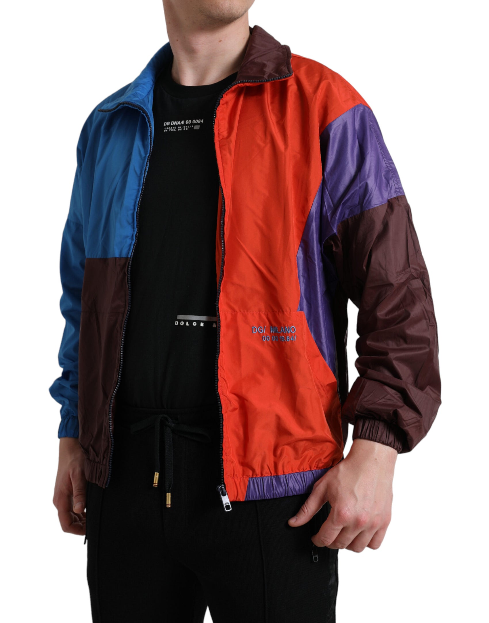 Giacca antivento in tessuto tecnico multicolore