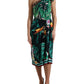 Dolce & Gabbana Green Tropical Jungle Print One Shoulder Midi Dress