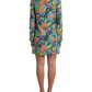 Dolce & Gabbana Multicolor Geometric Print Silk Crystals Midi Dress