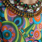 Dolce & Gabbana Multicolor Geometric Print Silk Crystals Midi Dress