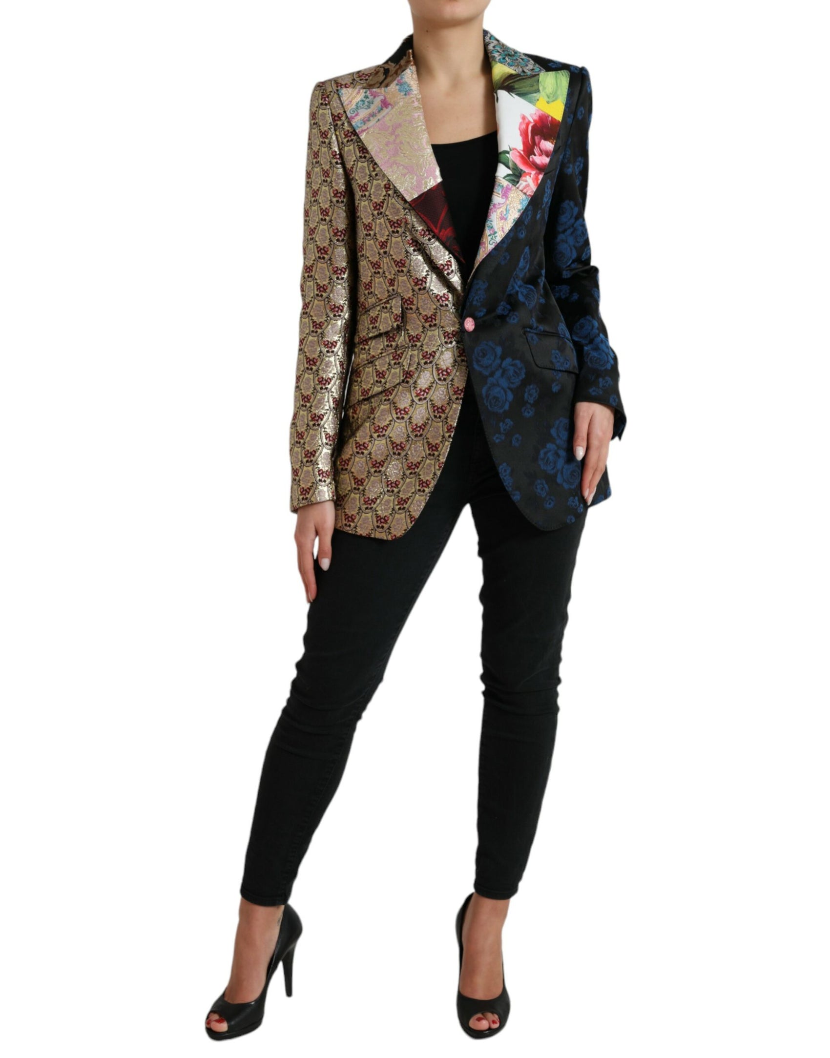 Elegante Blazer Patchwork Multicolore