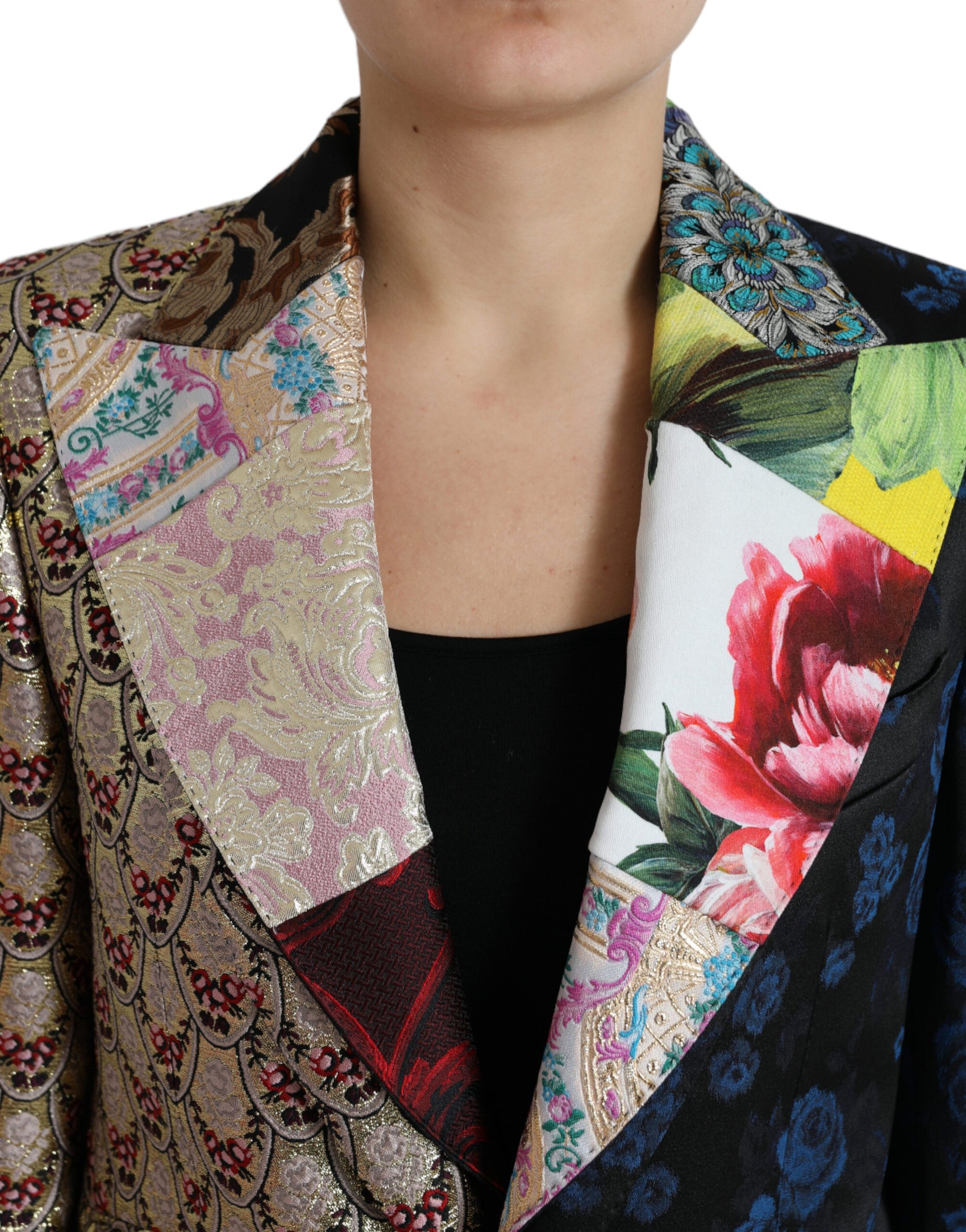 Elegante Blazer Patchwork Multicolore