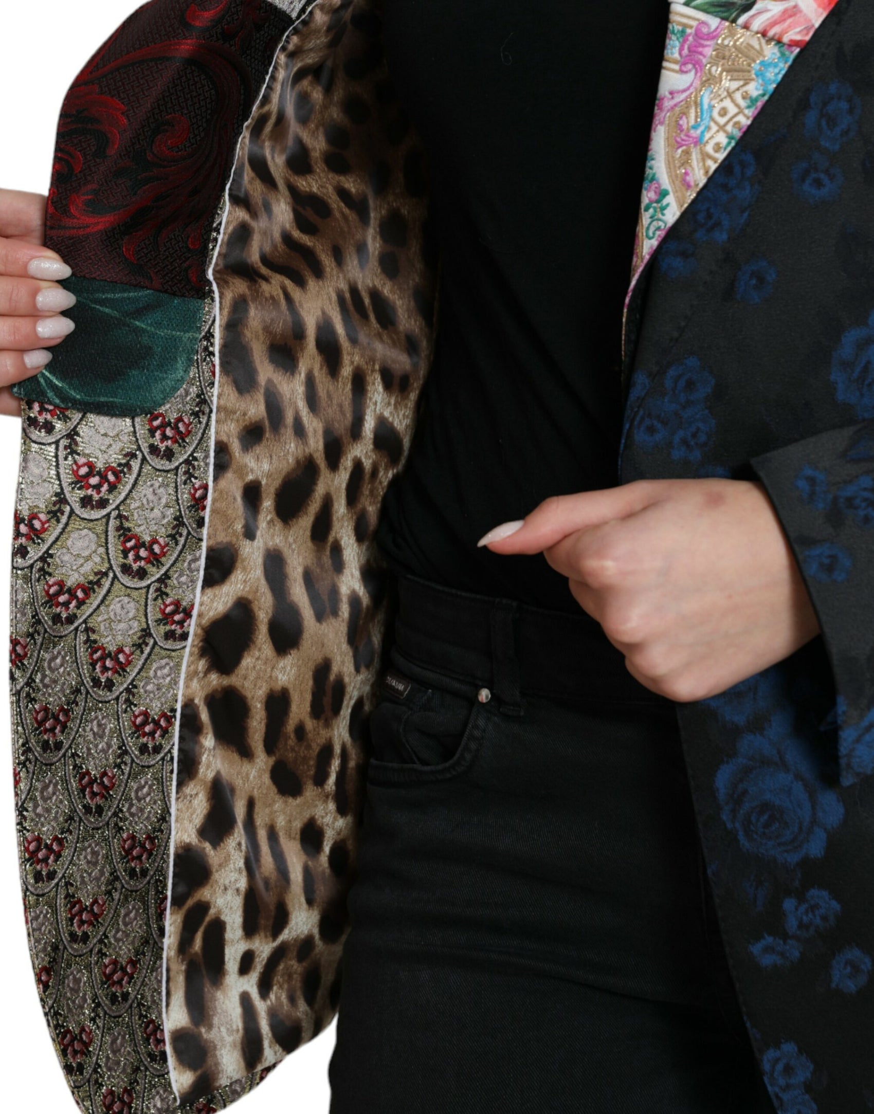 Elegante Blazer Patchwork Multicolore