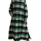 Elegant Green Plaid Long Coat