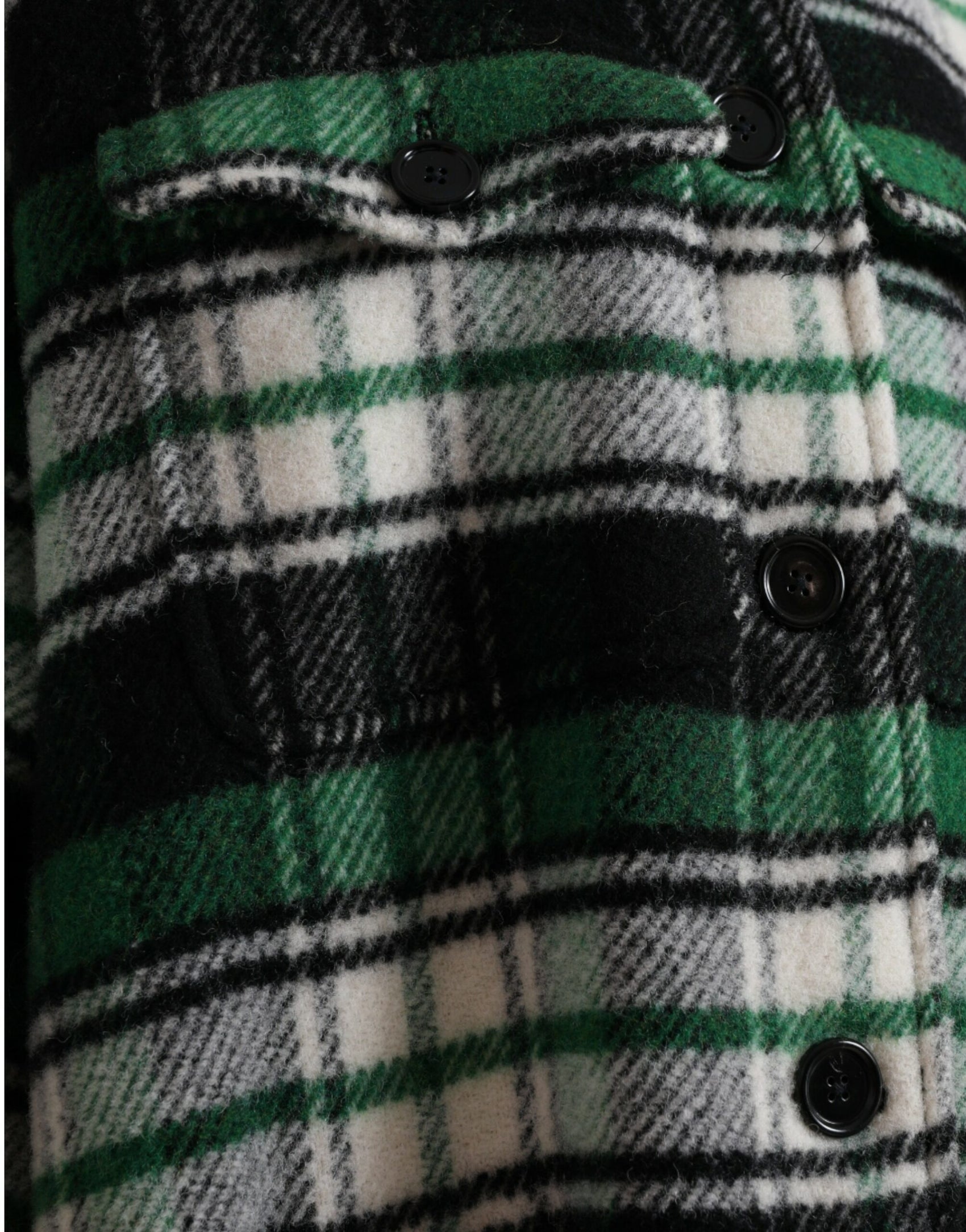 Elegante cappotto lungo a quadri verdi