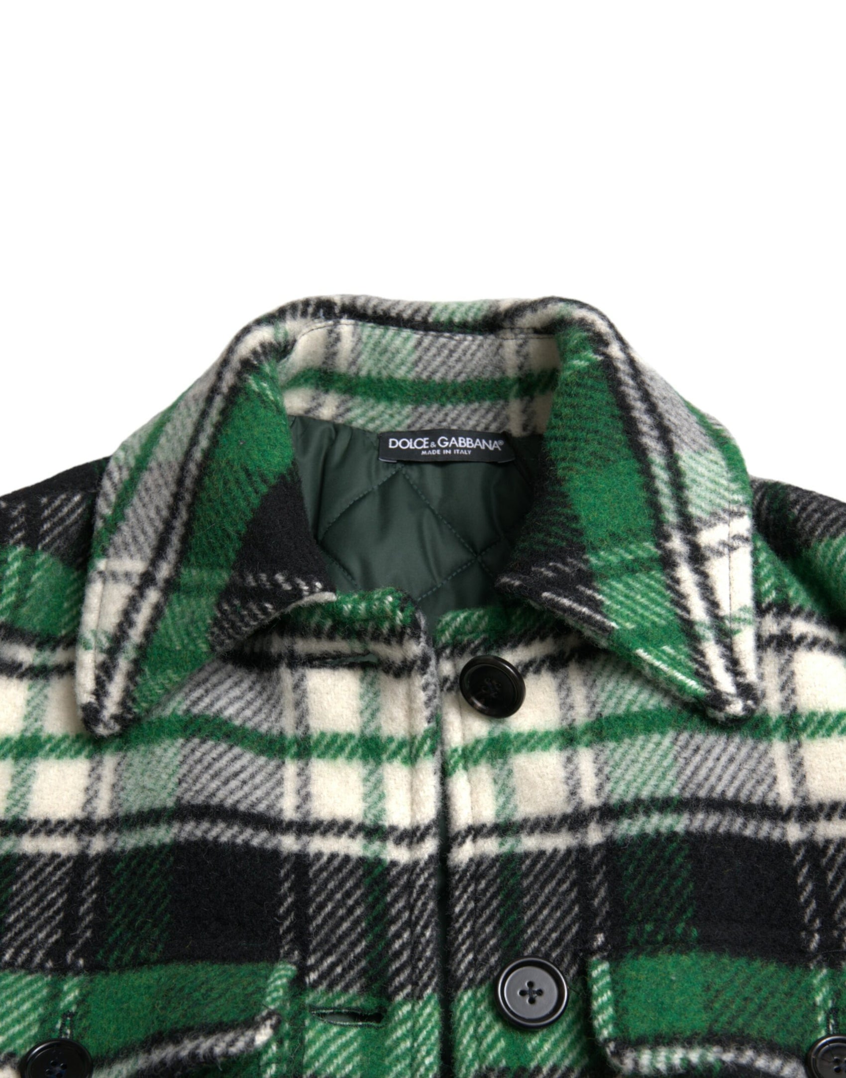Elegante cappotto lungo a quadri verdi