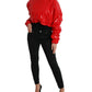 Chic Shiny Red Cropped Jacket