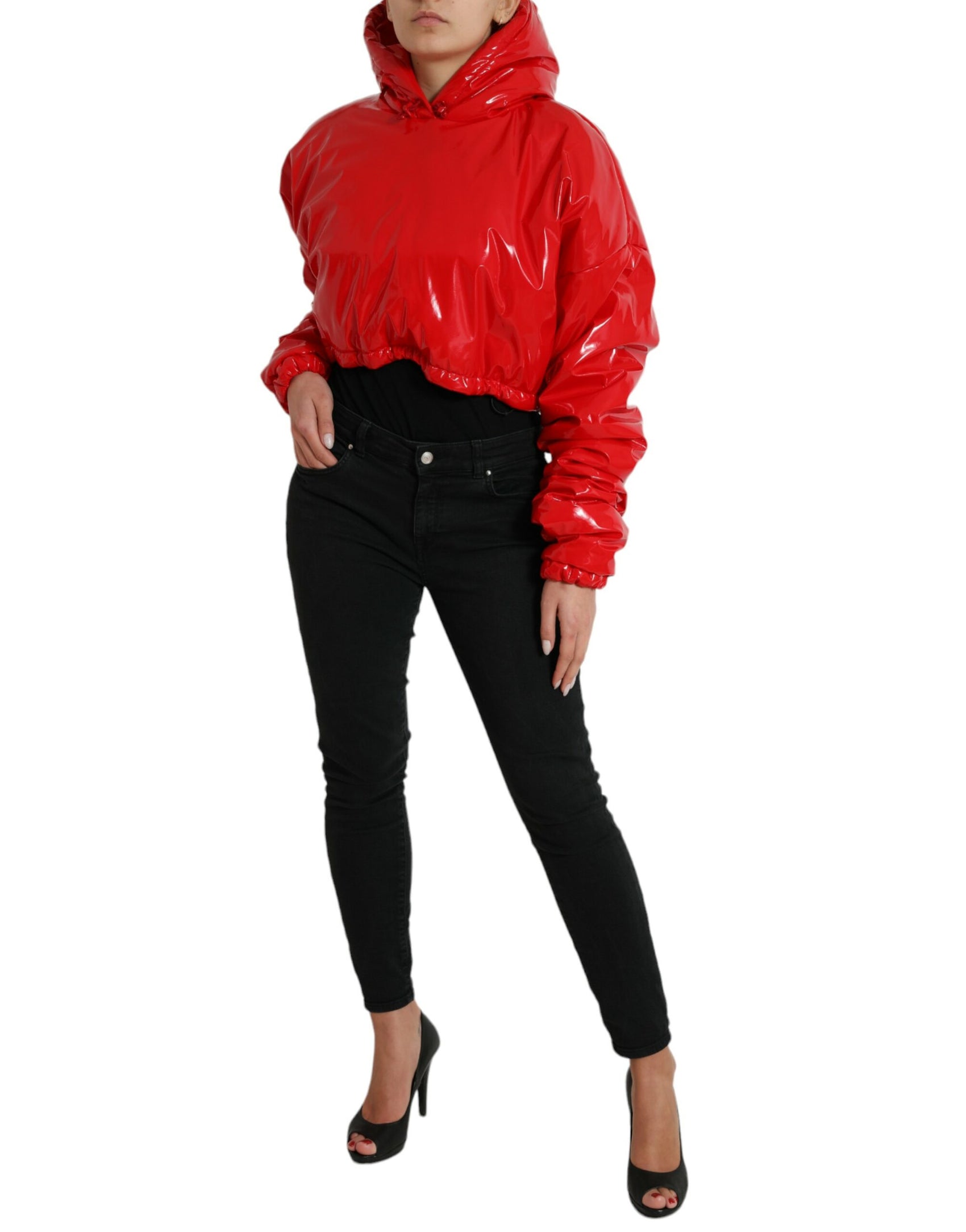 Giacca corta rossa lucida chic