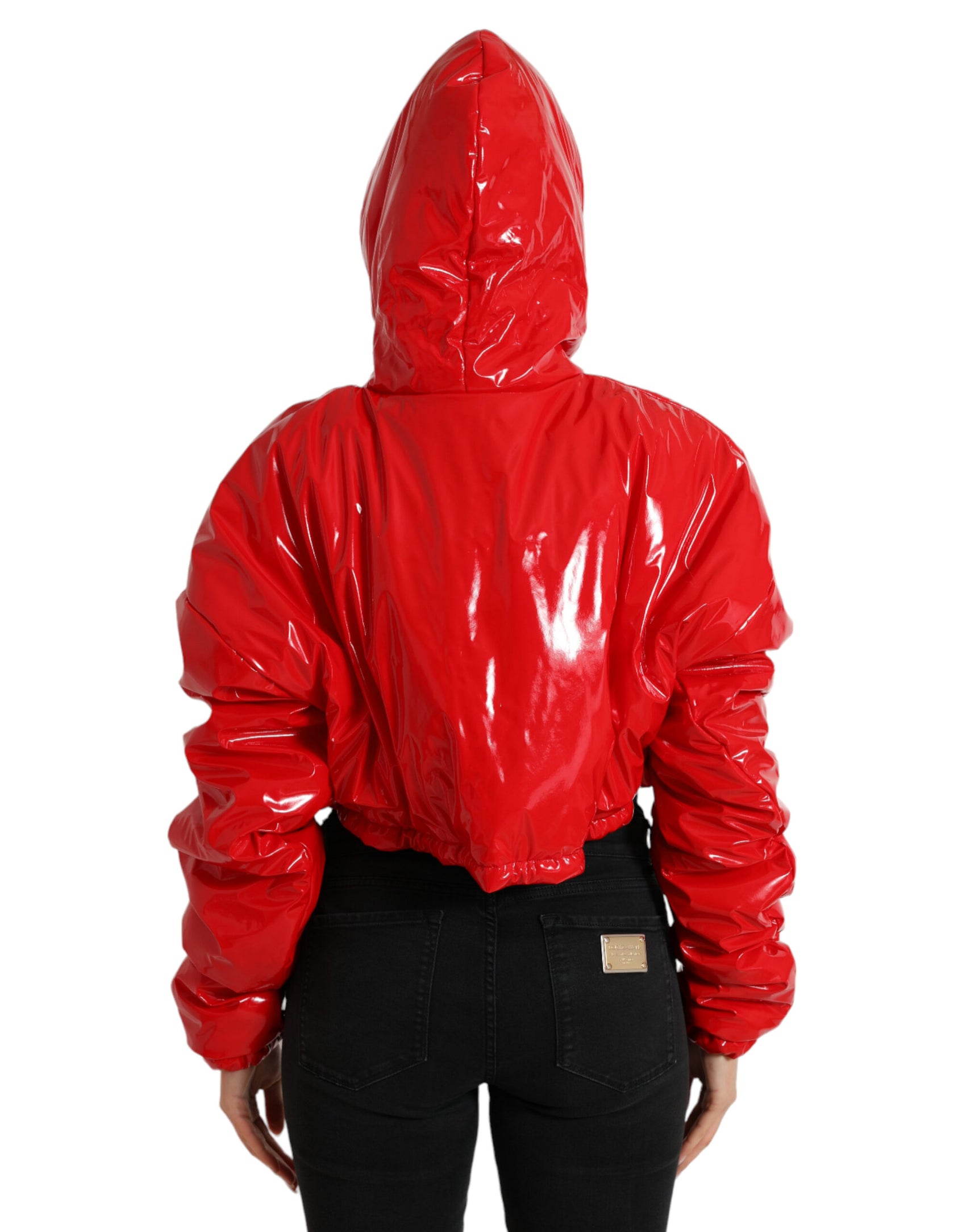 Giacca corta rossa lucida chic